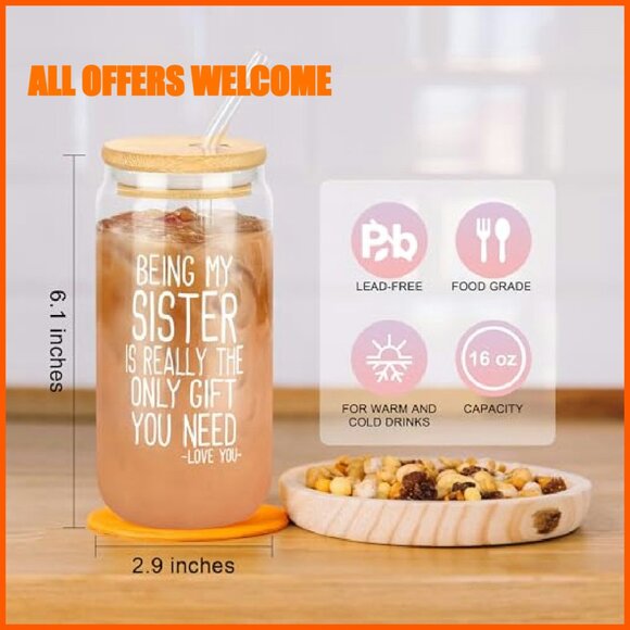 Canvas Tote Bag 15.8x12x6 Inches Gift Set with Makeup Cup Bracelet - Picture 4 of 8